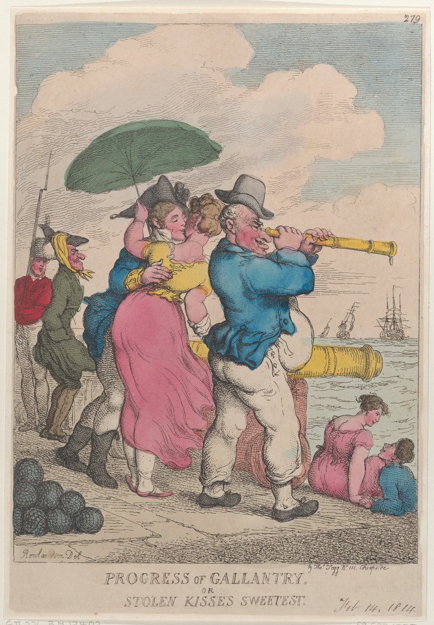 Voortgang van galanterie of gestolen kussen zijn het zoetst door Thomas Rowlandson