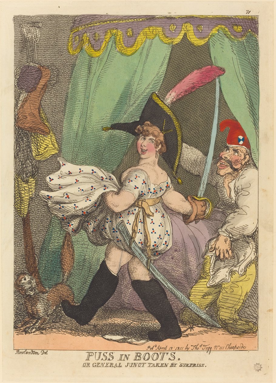 De Gelaarsde Kat, of Generaal Junot Verrast door Thomas Rowlandson