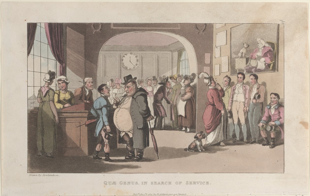 Quae Genus op zoek naar dienst, uit De Geschiedenis van Johnny Quae Genus door Thomas Rowlandson