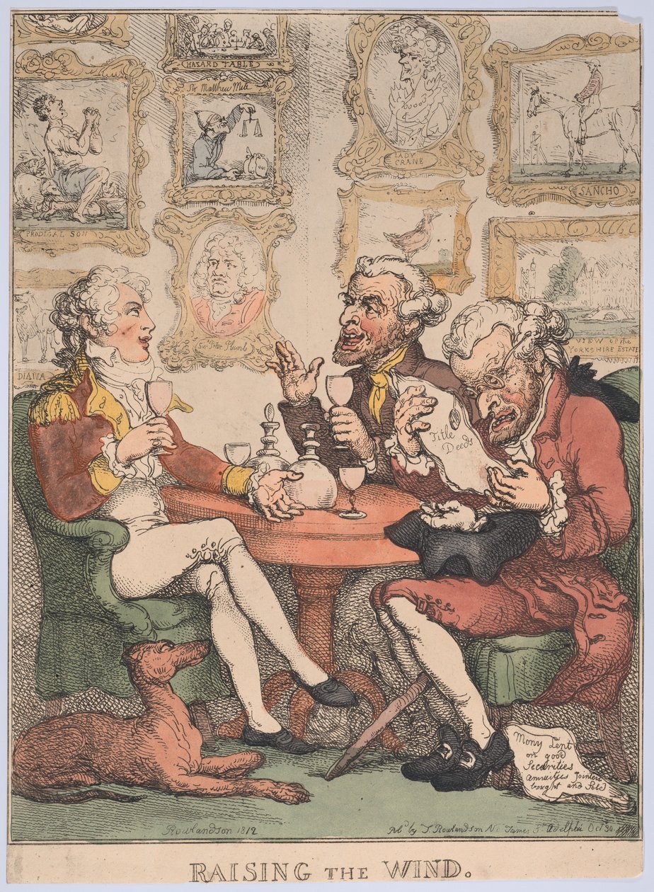 Raising the Wind door Thomas Rowlandson