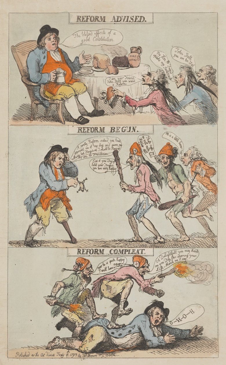 Hervorming aanbevolen – Hervorming gestart – Hervorming voltooid (afgerond) door Thomas Rowlandson