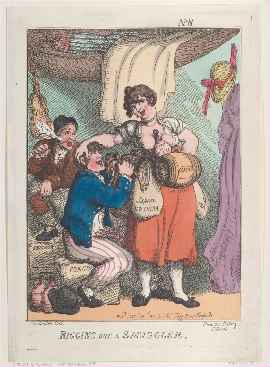 Een Smokkelaar Uitrusten, 25 september 1810 door Thomas Rowlandson