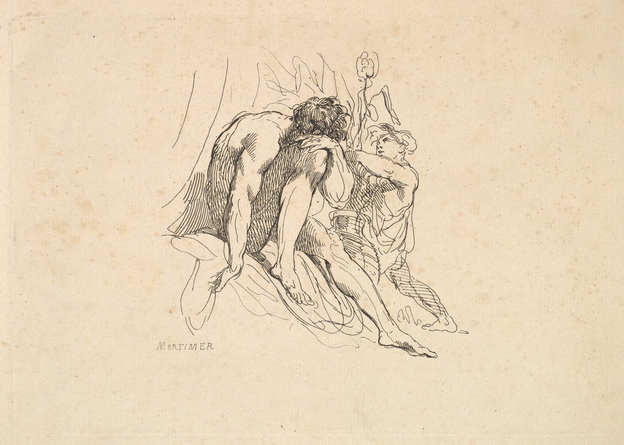 Riviergod met Kind door Thomas Rowlandson