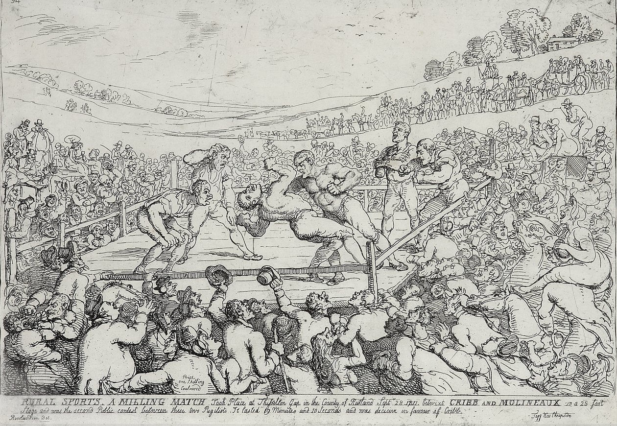 Plattelandssporten - Een bokswedstrijd, 28 september door Thomas Rowlandson