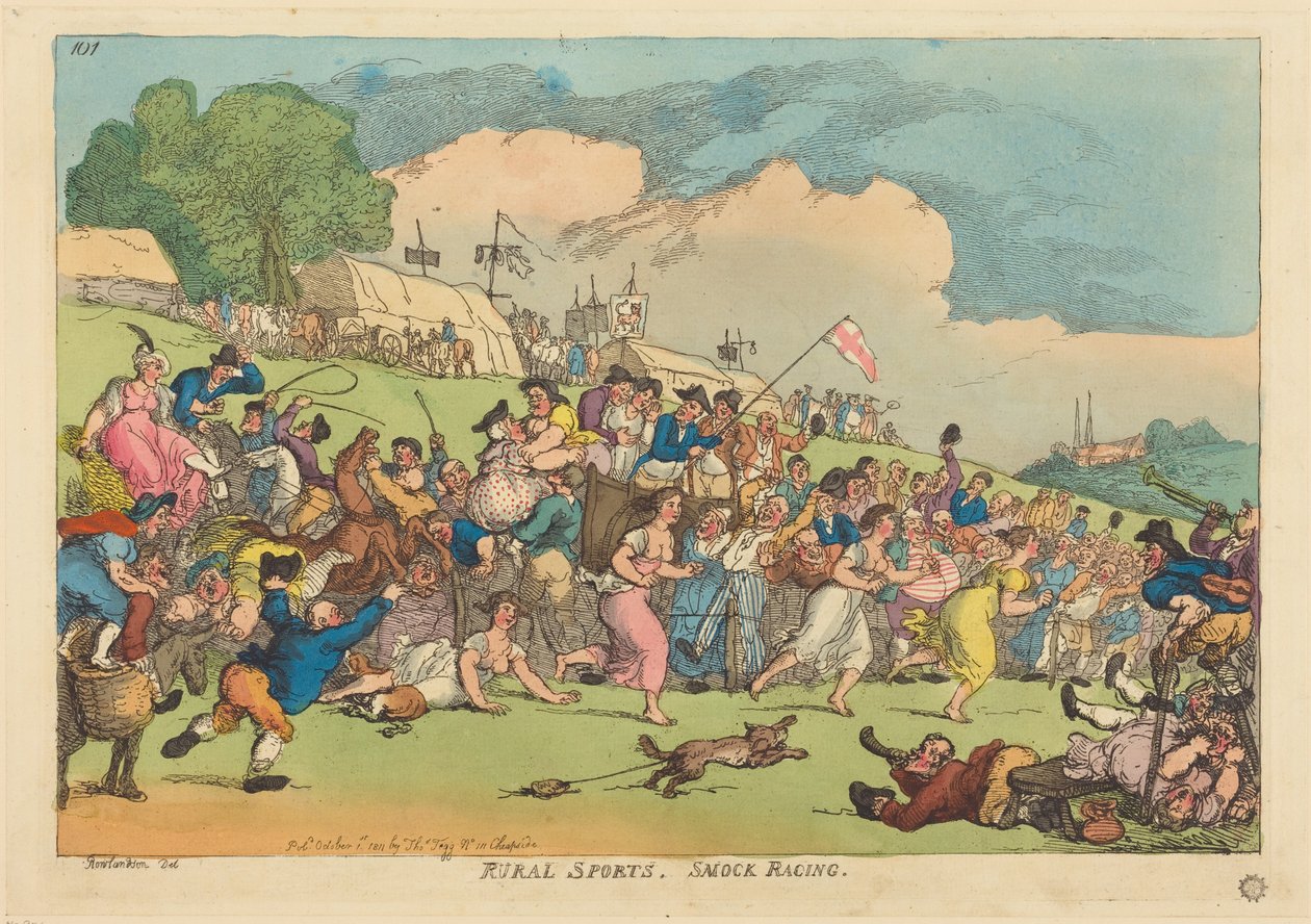 Plattelandssporten. Smockracen door Thomas Rowlandson