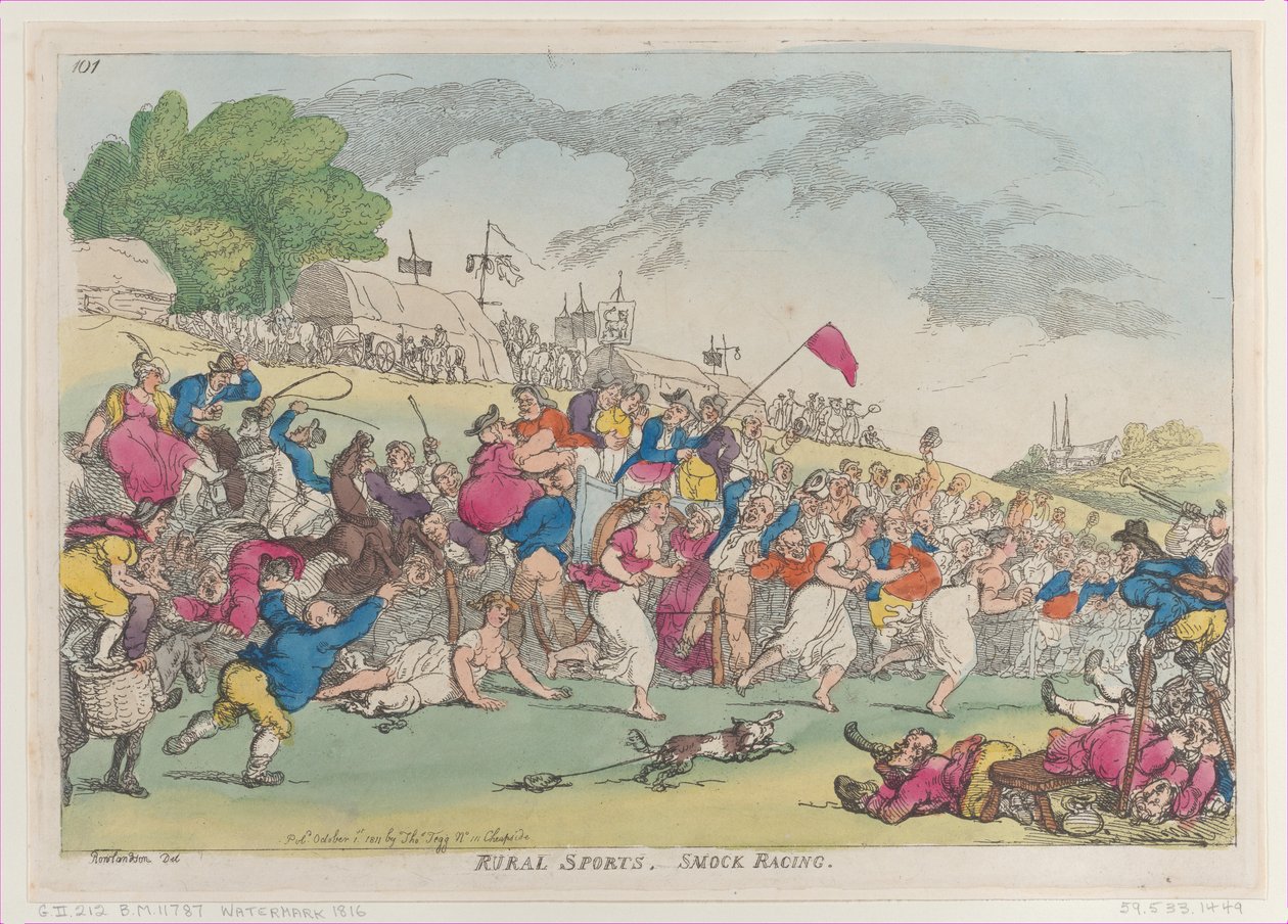 Plattelandsporten, Smock Racing, [1 oktober 1811], herdruk door Thomas Rowlandson