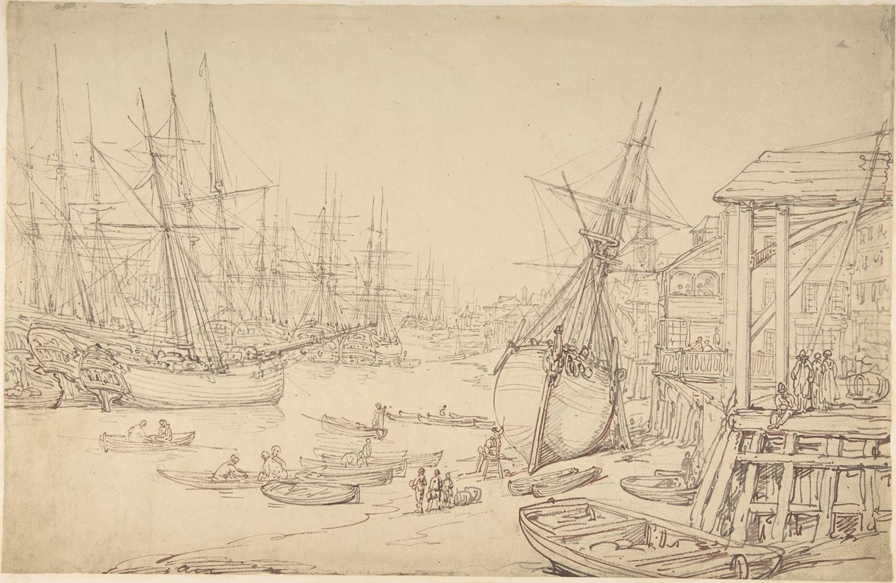Scheepswerf, Greenwich door Thomas Rowlandson