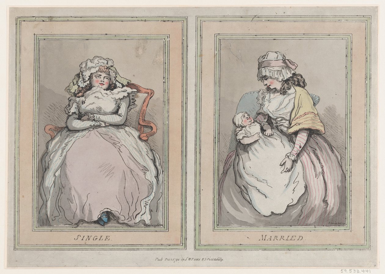 Single and Married, 1 december 1791 door Thomas Rowlandson