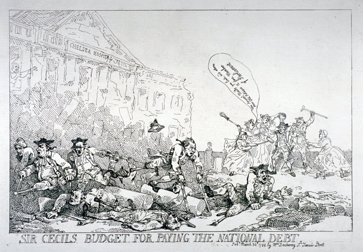 Sir Cecils begroting voor het afbetalen van de nationale schuld door Thomas Rowlandson