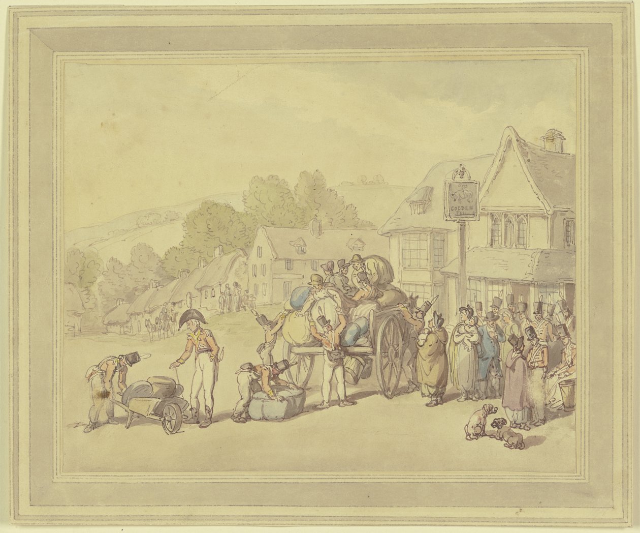 Soldaten bij een herberg door Thomas Rowlandson
