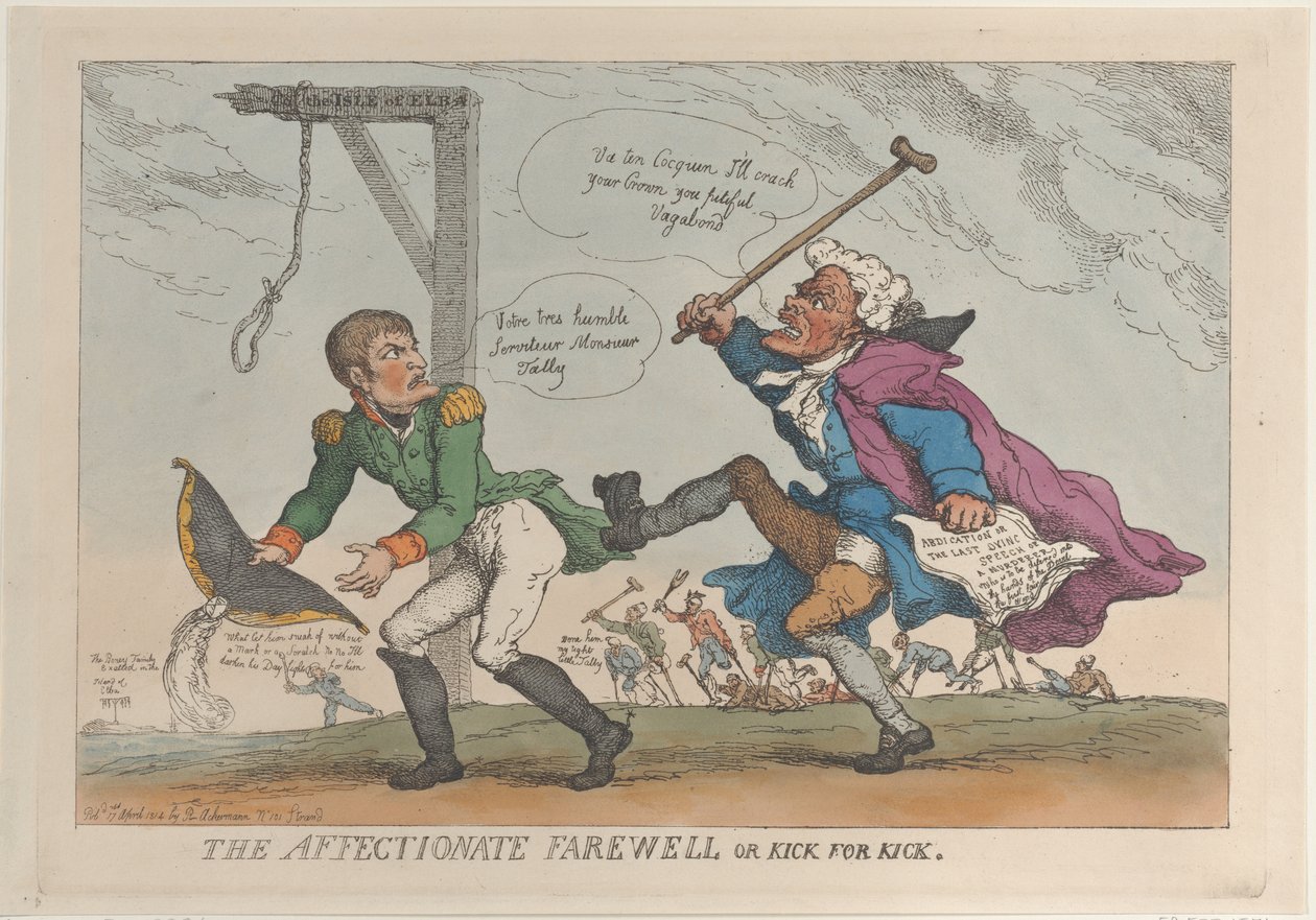 Het liefdevolle afscheid, of schop voor schop, 17 april 1814 door Thomas Rowlandson