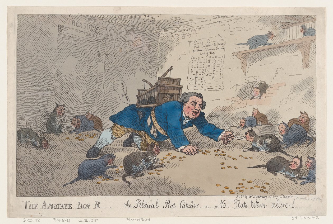 De Afvallige Jack Robinson, De Politieke Rattenvanger door Thomas Rowlandson
