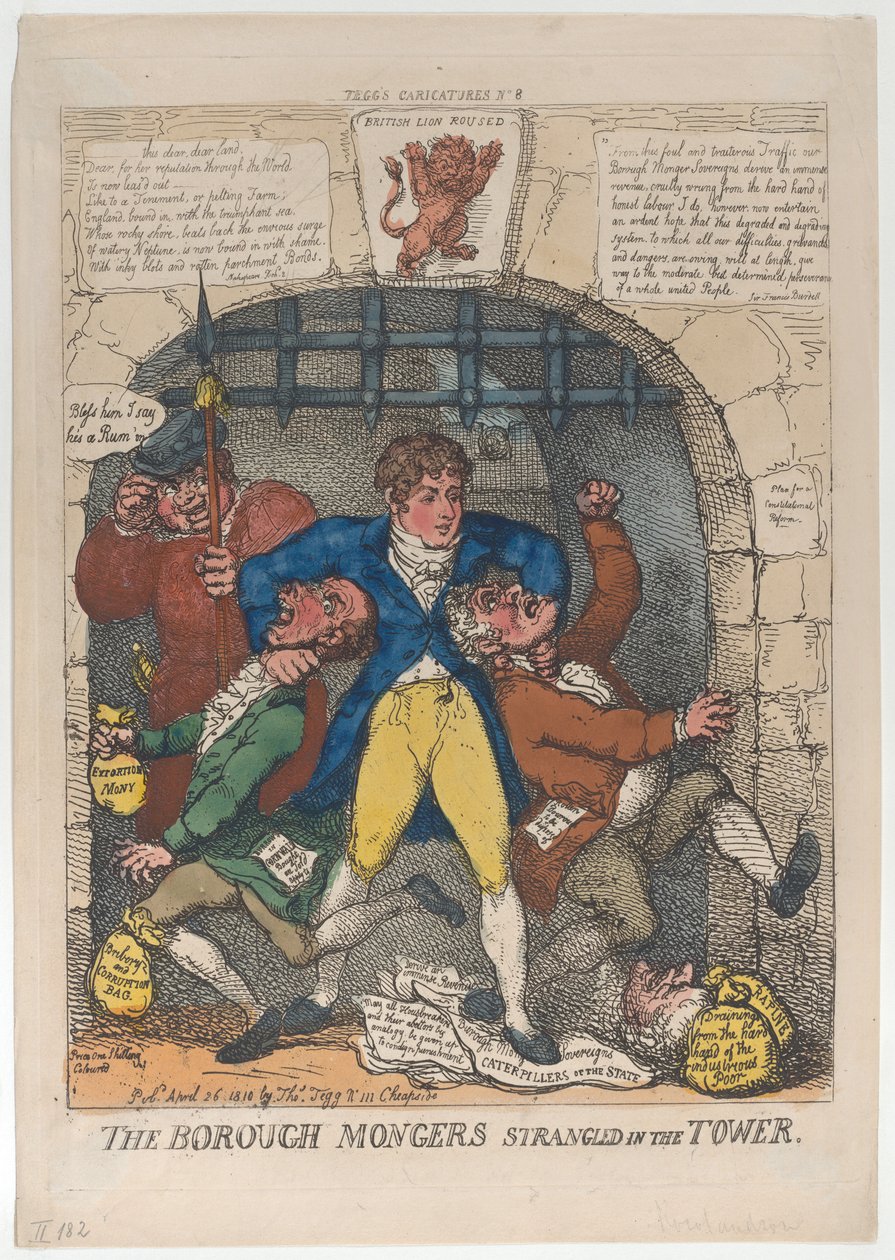 De Borough Mongers Gewurgd in de Toren door Thomas Rowlandson