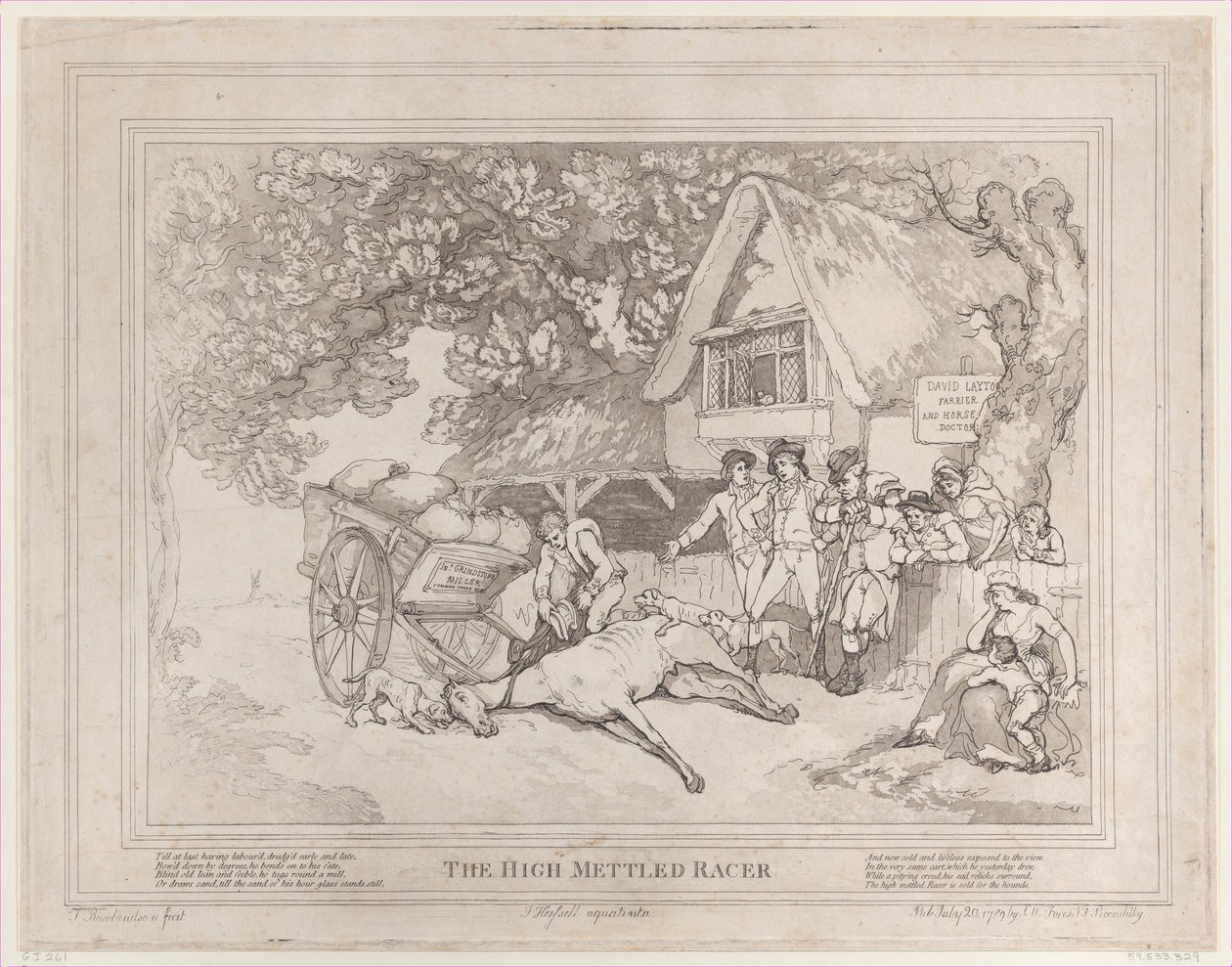 Het trekpaard uit Het leven van een renpaard, of De hoogbloedige racer door Thomas Rowlandson