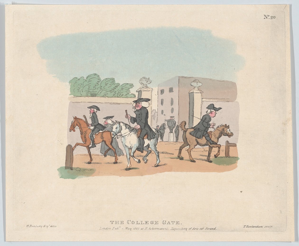 De collegepoort, 1 mei 1803 door Thomas Rowlandson