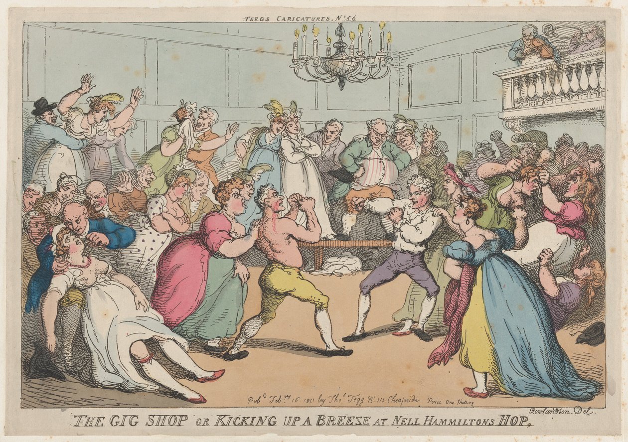 De Gig Shop of een briesje maken bij Nell Hamiltons Hop door Thomas Rowlandson