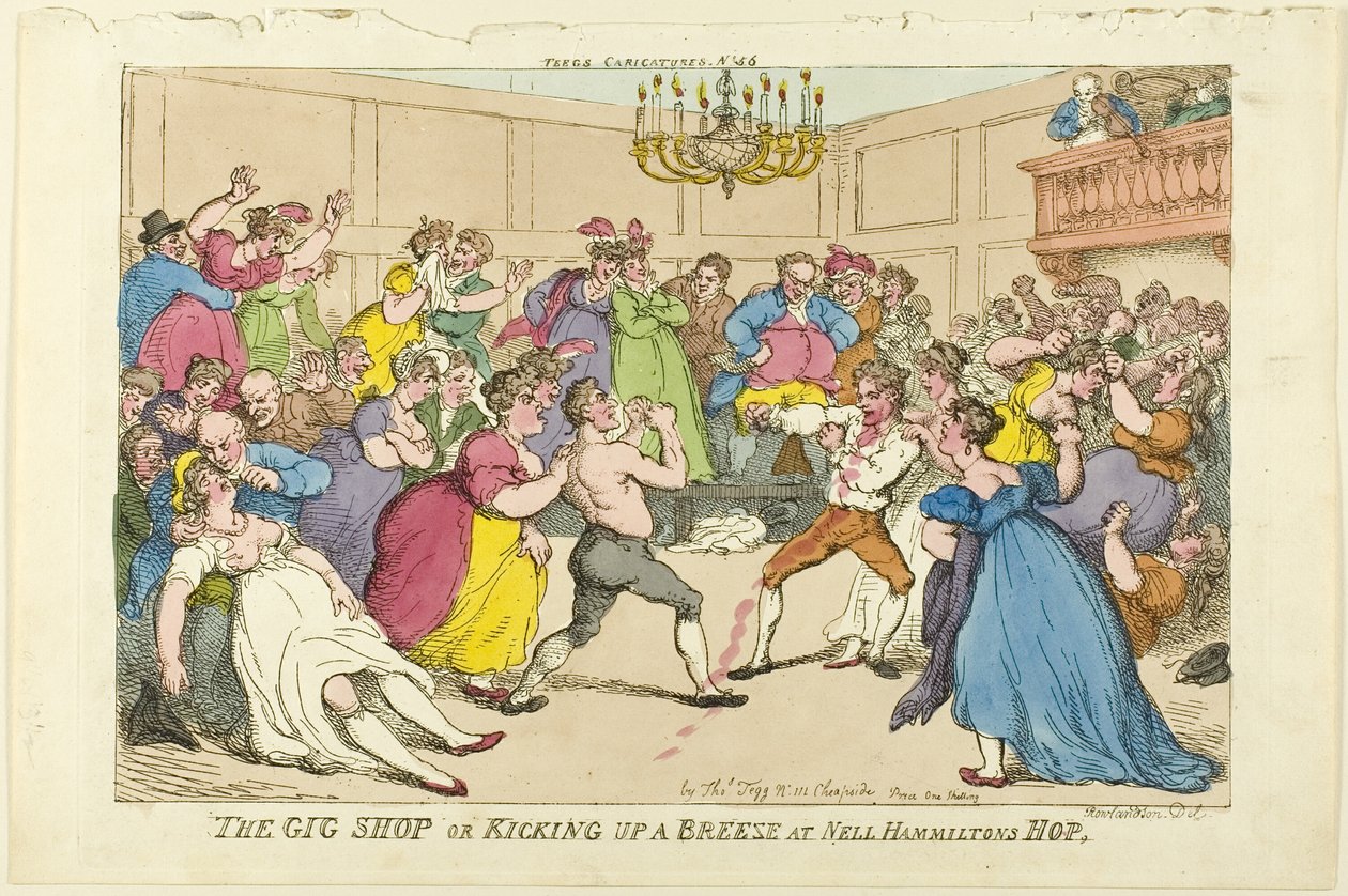 De Gig Shop of Een Briesje Opsteken bij Nell Hamiltons Hop door Thomas Rowlandson