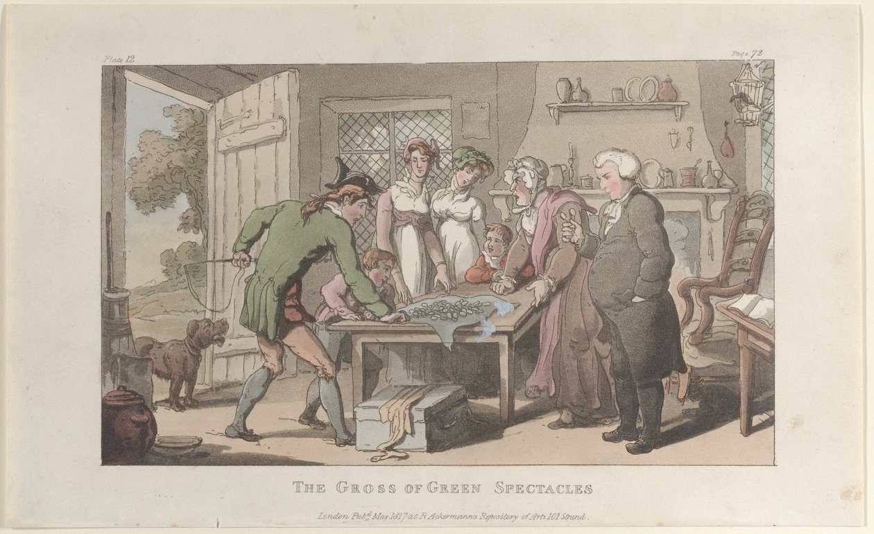 De bril met groene glazen, uit The Vicar of Wakefield, mei 1817 door Thomas Rowlandson