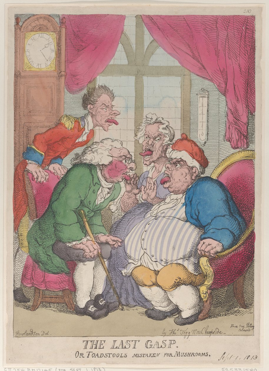 De Laatste Adem, of Paddenstoelen Verward met Champignons door Thomas Rowlandson