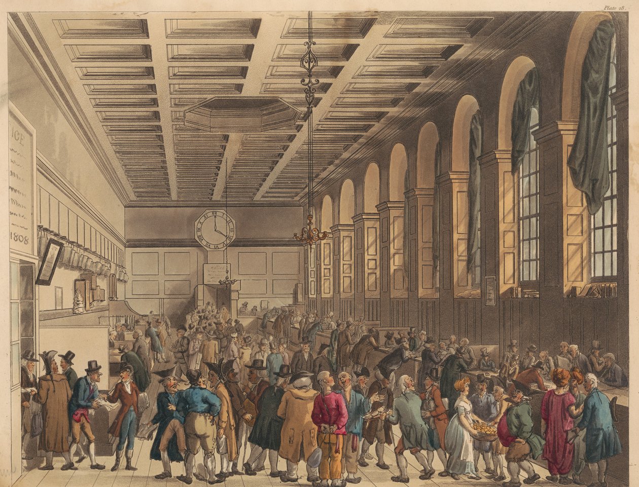 De Long Room, Custom House door Thomas Rowlandson