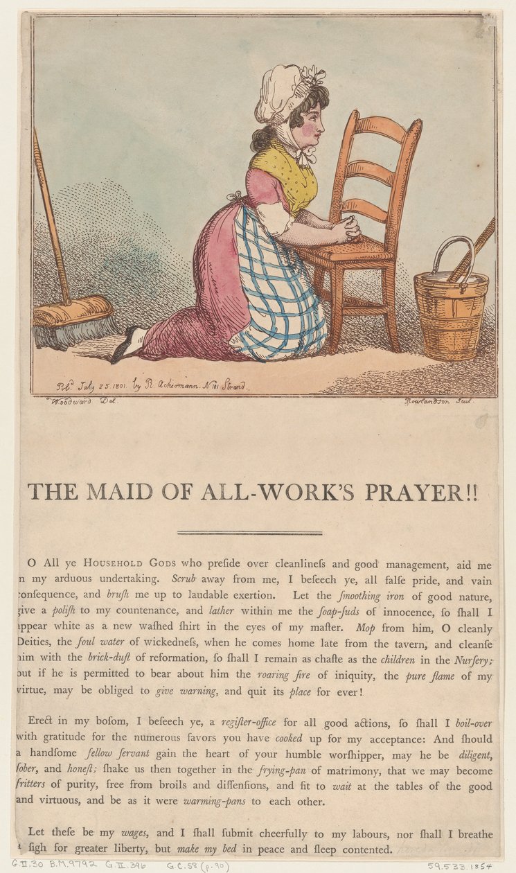 Het gebed van de dienstmeid!!, 25 juli 1801 door Thomas Rowlandson