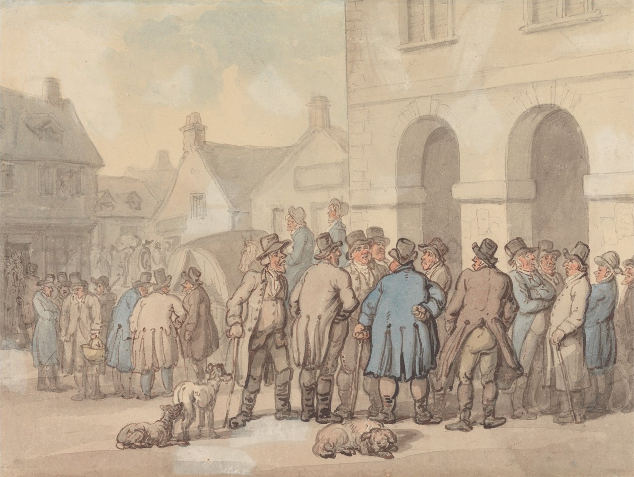 The Market Place, Brackley, Northamptonshire door Thomas Rowlandson