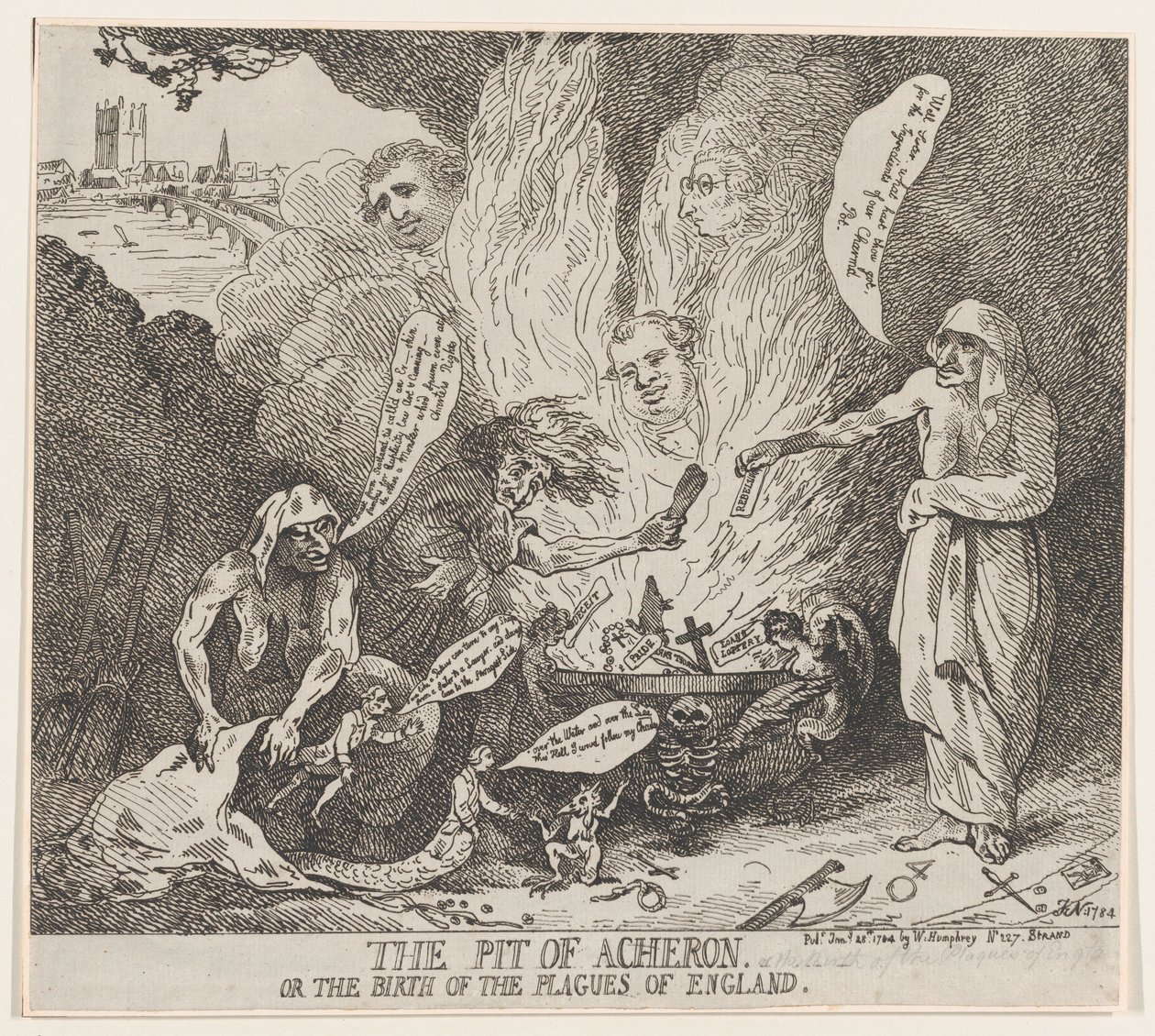 De Put van Acheron of De Geboorte van de Plagen van Engeland door Thomas Rowlandson