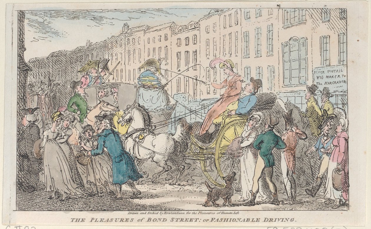 De Plezieren van Bond Street: of Modieus Rijden door Thomas Rowlandson