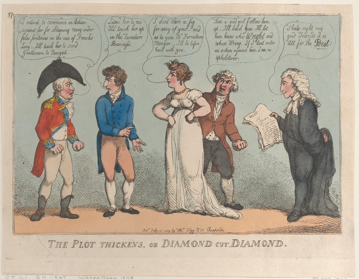 Het complot verdikt, of diamant snijdt diamant, 16 juli 1809 door Thomas Rowlandson