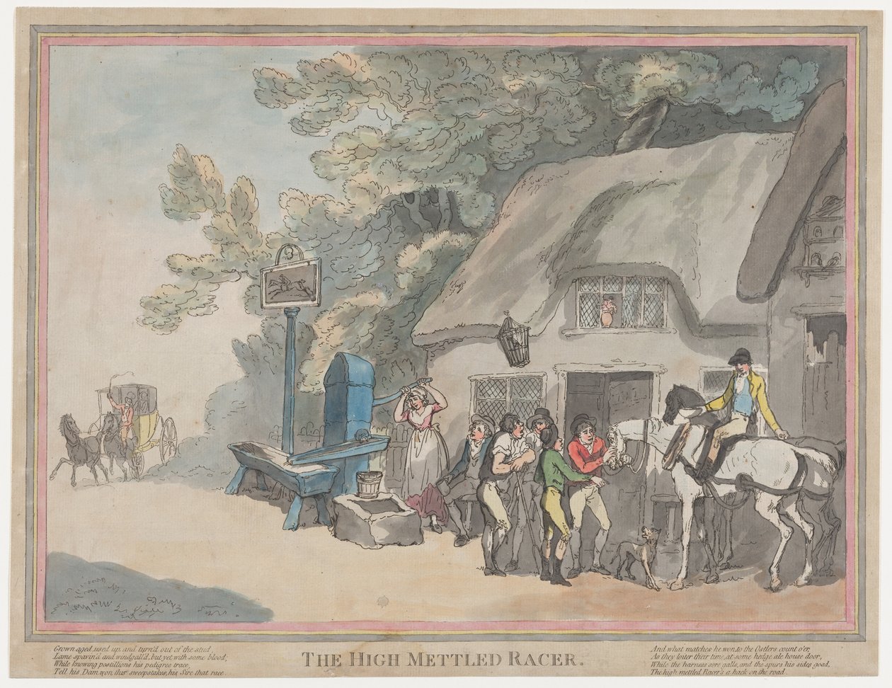 Het postpaard (uit *Het leven van een renpaard, of De temperamentvolle renner*) door Thomas Rowlandson