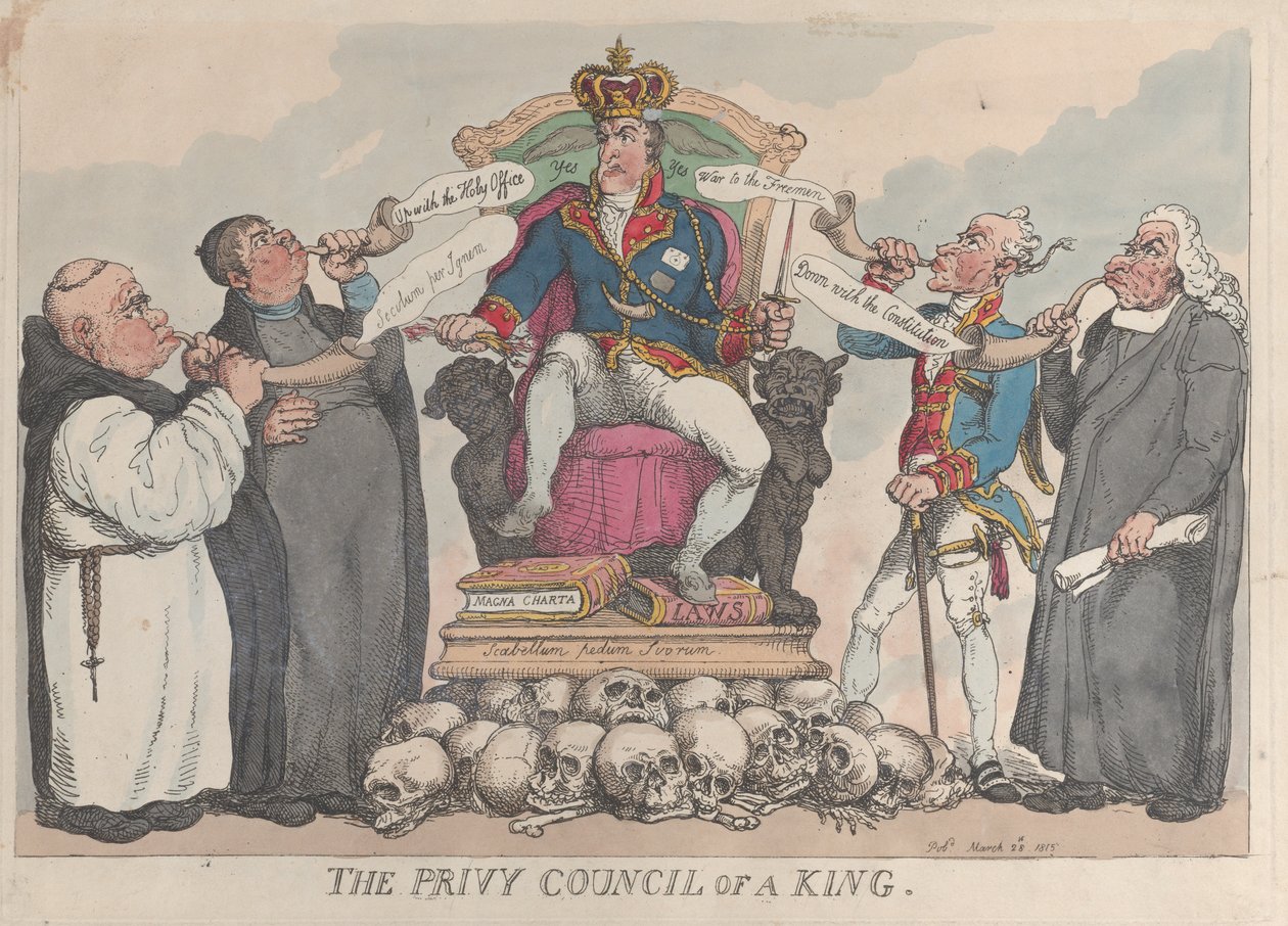De geheime raad van een koning, 28 maart 1815 door Thomas Rowlandson