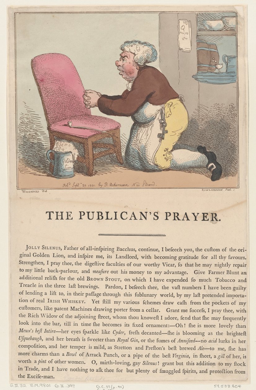 Het Gebed van de Kastelein, 20 september 1801 door Thomas Rowlandson