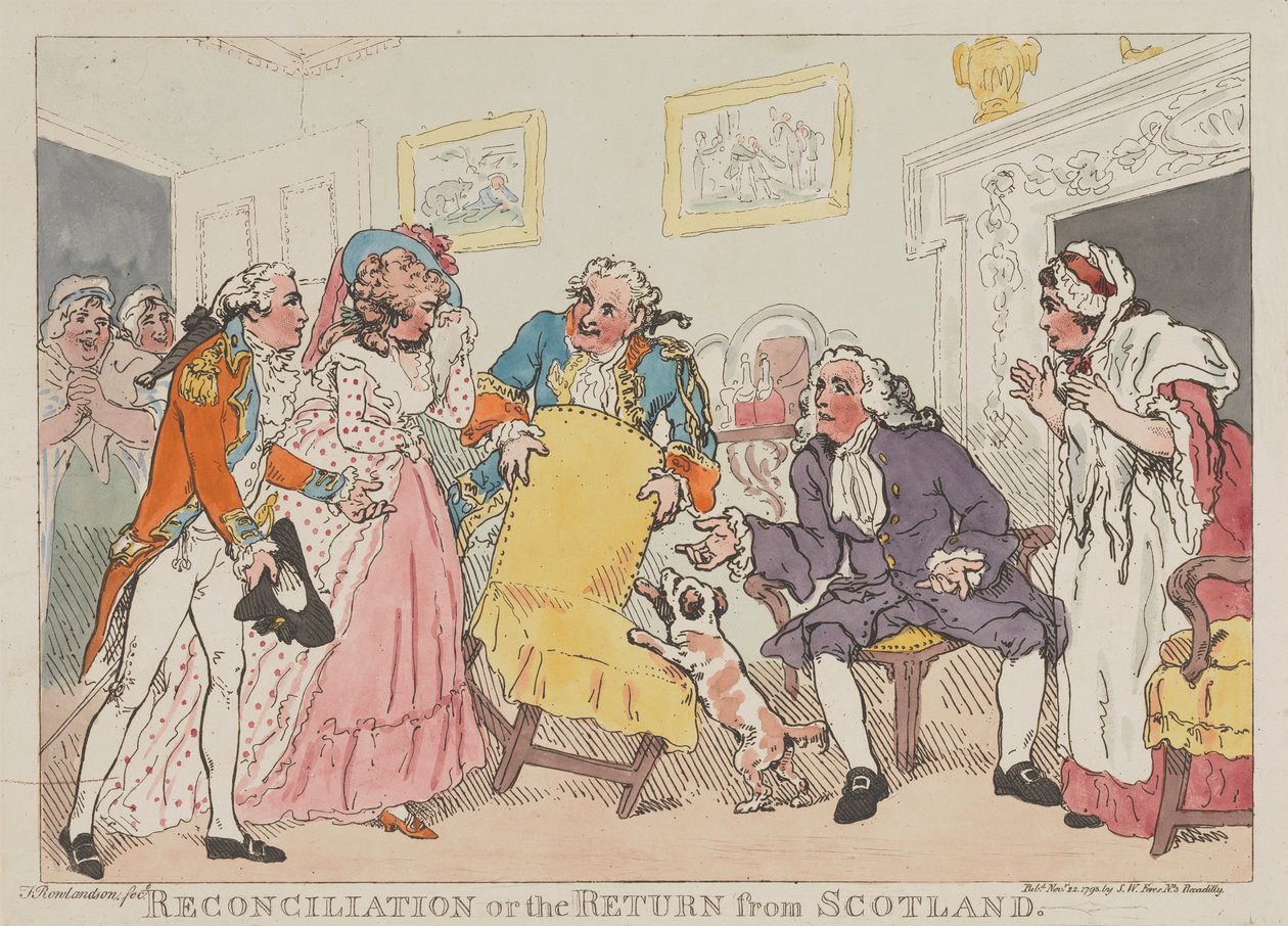 De verzoening, of de terugkeer uit Schotland door Thomas Rowlandson
