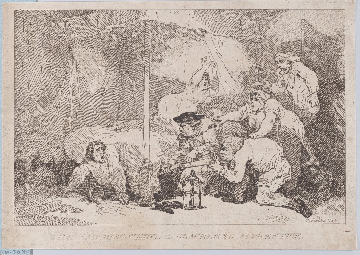 De trieste ontdekking van de genadeloze leerling, 30 november 1785 door Thomas Rowlandson