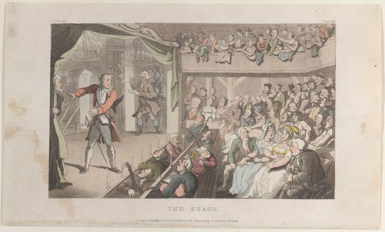 Het Podium. George Primrose als Horatio, uit De Pastoor van Wakefield, 1 mei 1817 door Thomas Rowlandson