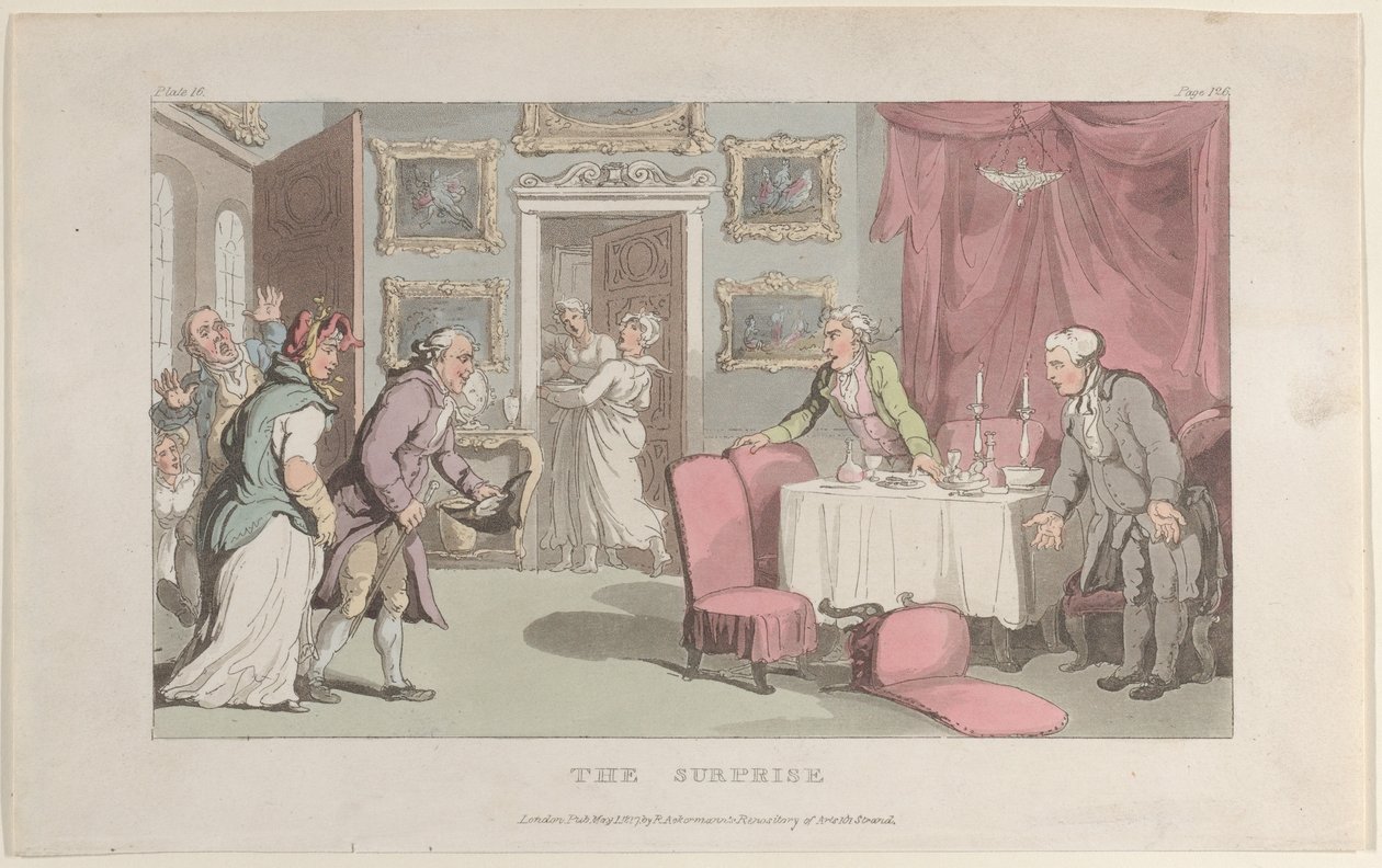De verrassing, uit De dominee van Wakefield, 1 mei 1817 door Thomas Rowlandson