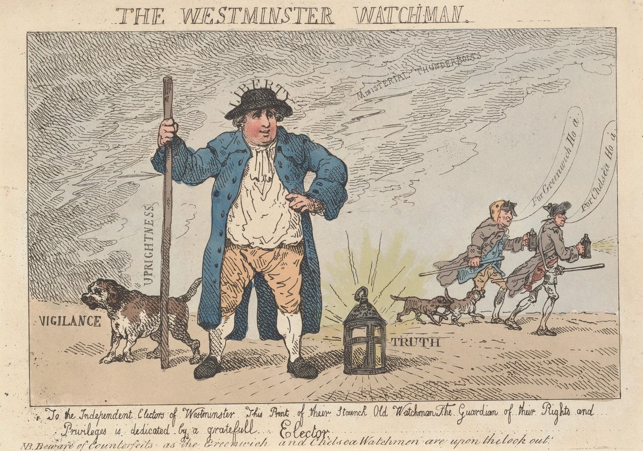 The Westminster Watchman door Thomas Rowlandson