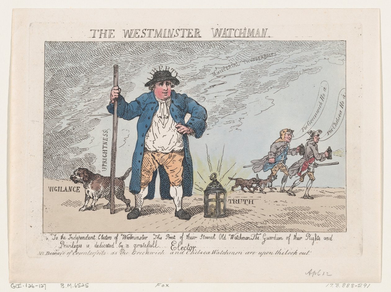 De Westminster Wachter door Thomas Rowlandson