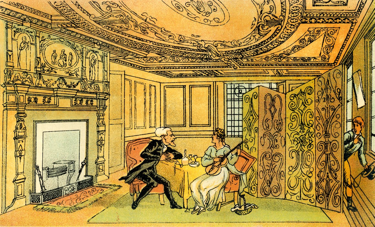 Het bezoek van Dr. Syntax aan de weduwe Hopeful door Thomas Rowlandson
