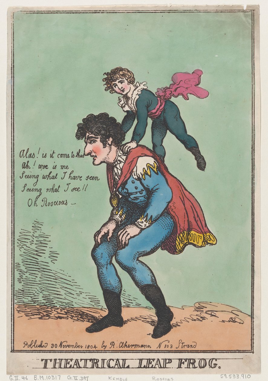 Theatrale Leap Frog door Thomas Rowlandson