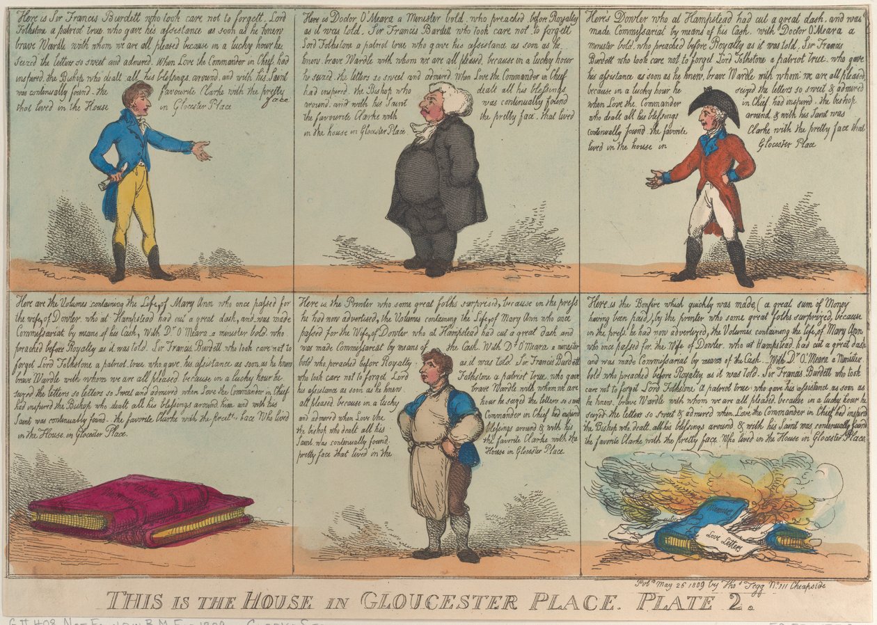 Dit is het Huis in Gloucester Place, Plaat 2, 26 mei 1809 door Thomas Rowlandson