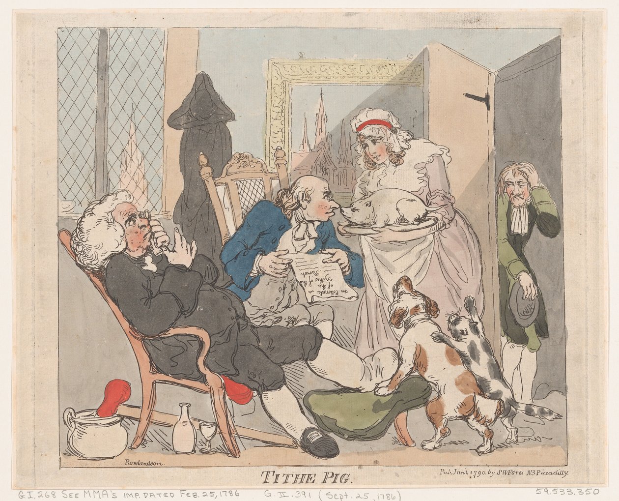 Tithe Pig, 1 januari 1790 door Thomas Rowlandson