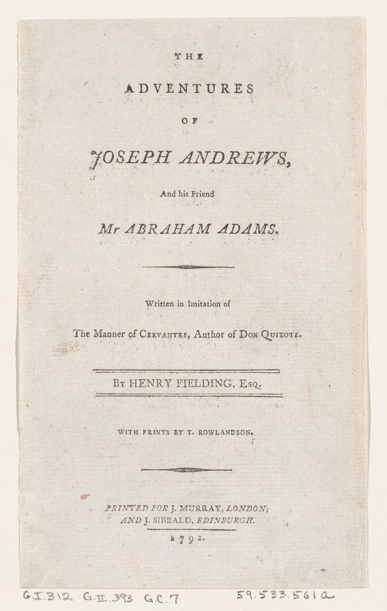 Titelpagina: De Avonturen van Joseph Andrews en Zijn Vriend Mr. Abraham Adams door Thomas Rowlandson