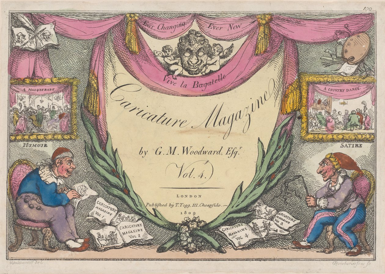 Titelpagina, Het karikatuurmagazine door G. M. Woodward, Vol. 4, 1809 door Thomas Rowlandson
