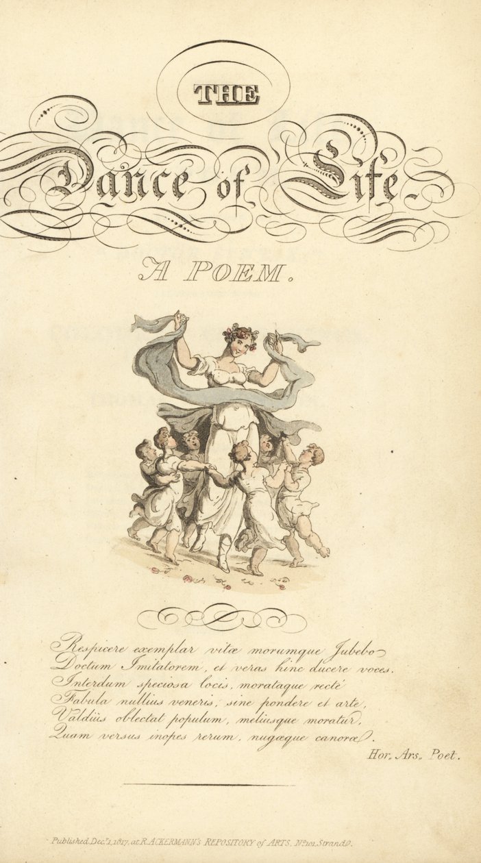 Titelpagina met kalligrafische titel en vignette door Thomas Rowlandson