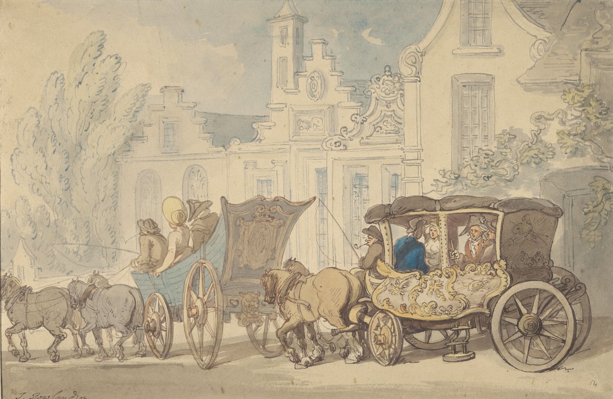 Twee bussen – Op reis in Frankrijk door Thomas Rowlandson