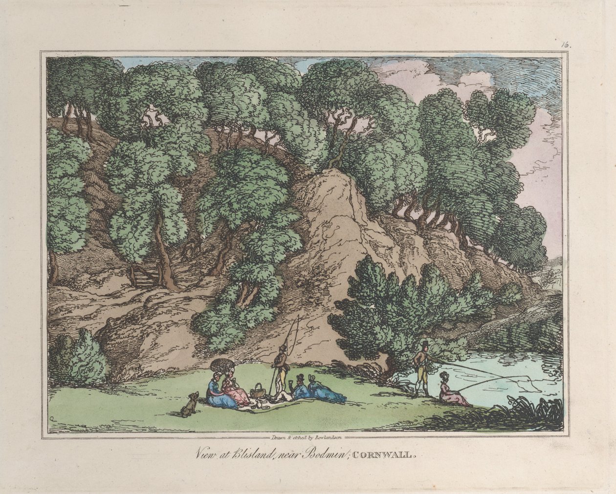 Uitzicht op Blisland, nabij Bodmin, Cornwall, uit Schetsen uit de Natuur door Thomas Rowlandson