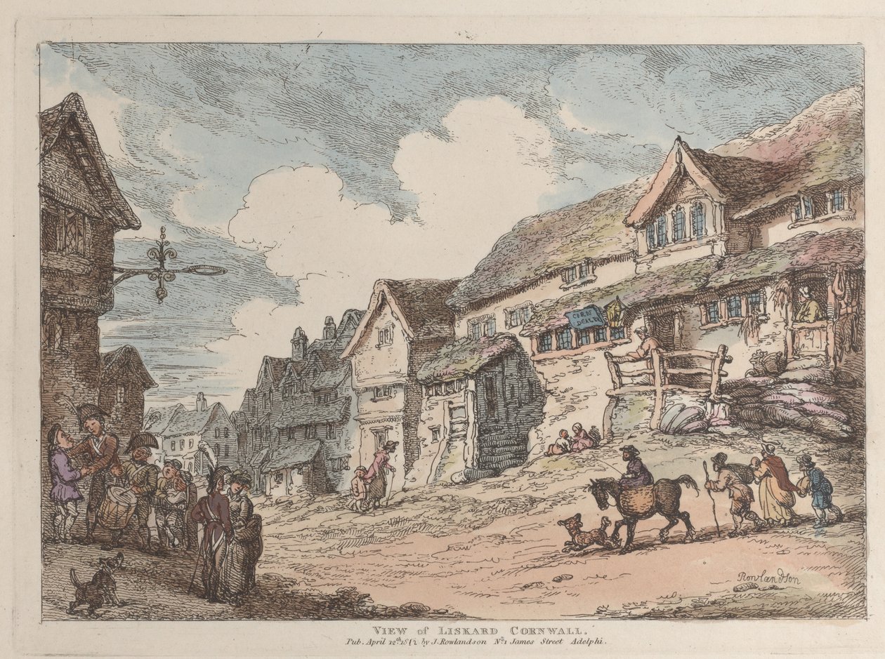 Uitzicht op Liskard, Cornwall, uit Zichten in Cornwall, 12 april 1812 door Thomas Rowlandson