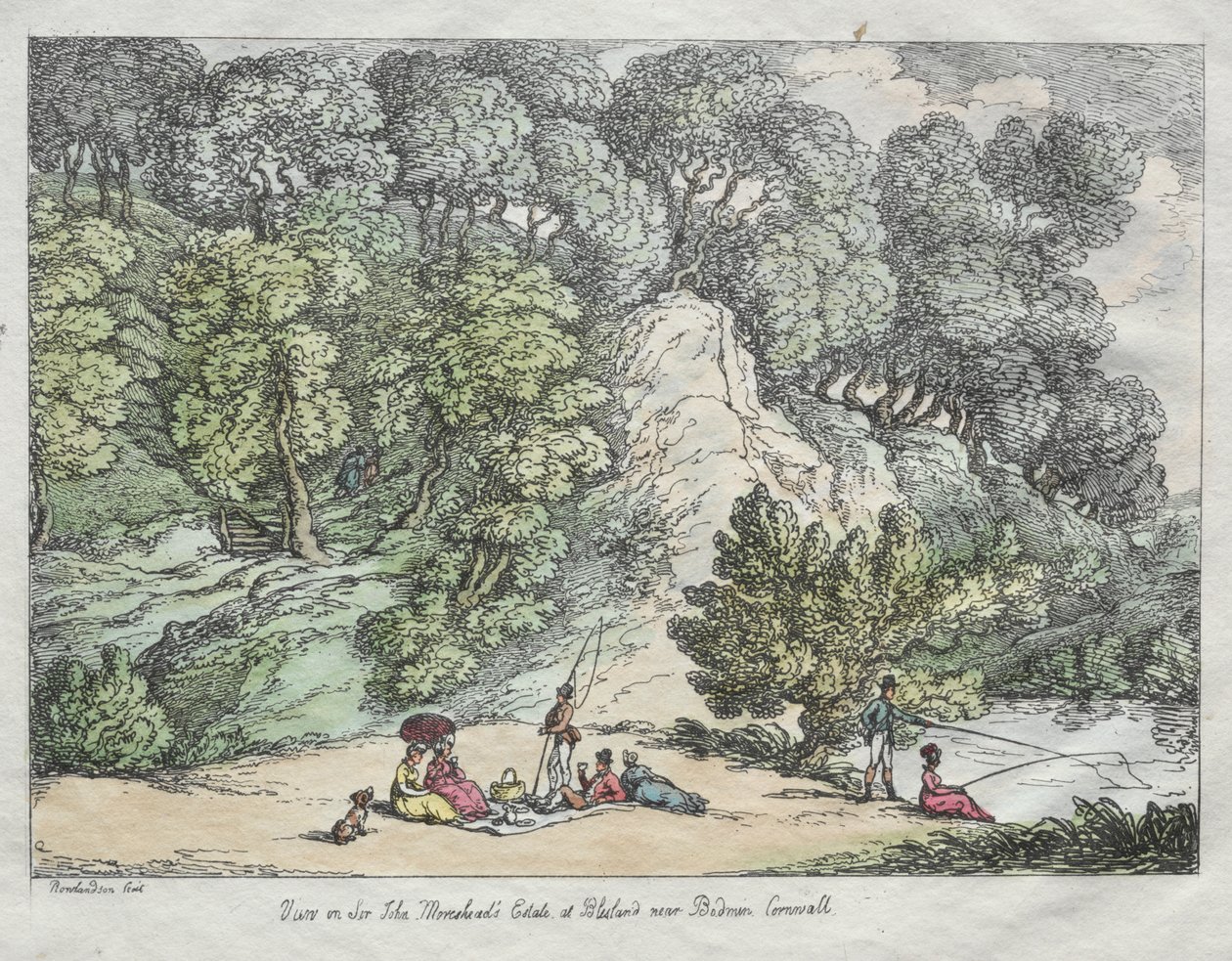 Uitzicht op het Landgoed van Sir John Moreshead in Blisland nabij Bodmin, Cornwall door Thomas Rowlandson