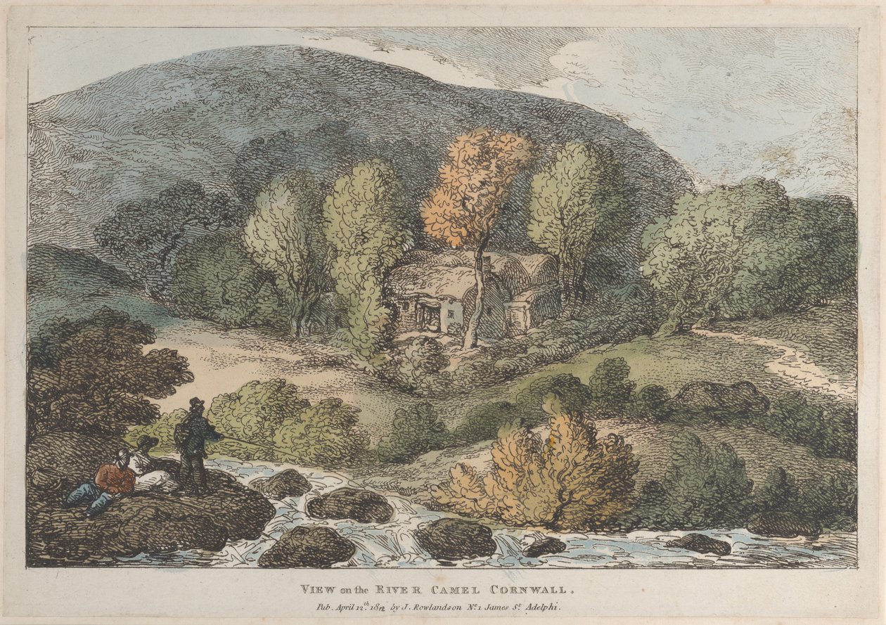 Uitzicht op de Rivier Camel Cornwall, uit Uitzichten in Cornwall, 12 april 1812 door Thomas Rowlandson